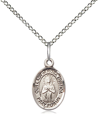 Sterling Silver Our Lady of Rosa Mystica Pendant on a 18 inch Sterling Silver Light Curb chain