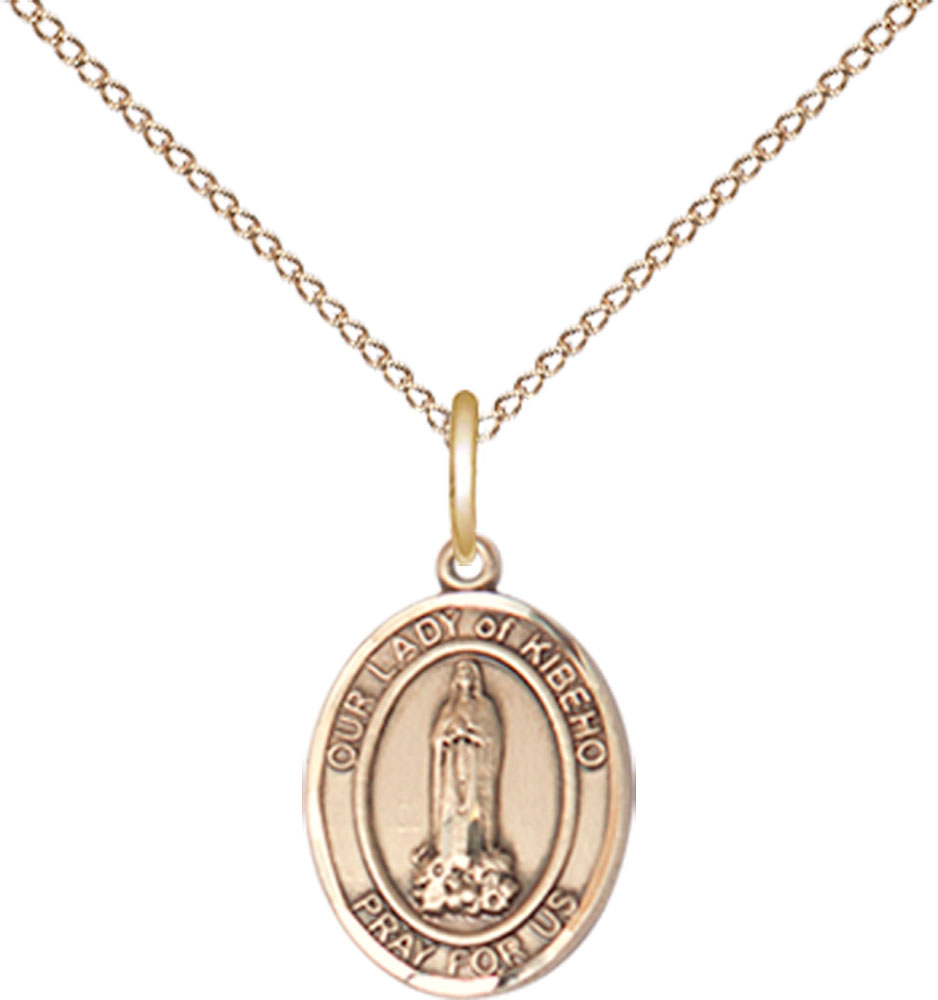 14kt Gold Filled Our Lady of Kibeho Pendant on a 18 inch Gold Filled Light Curb chain