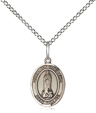 Sterling Silver Our Lady of Kibeho Pendant on a 18 inch Sterling Silver Light Curb chain