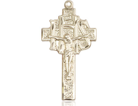 14kt Gold Crucifix-IHS Medal