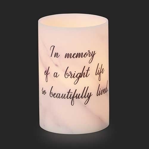 6&quot;H Marble Led Candle W Saying