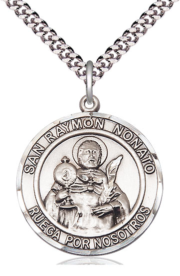 Sterling Silver San Raymon Nonato Pendant on a 24 inch Light Rhodium Heavy Curb chain