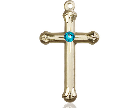 14kt Gold Filled Cross Medal with a 3mm Zircon Swarovski stone