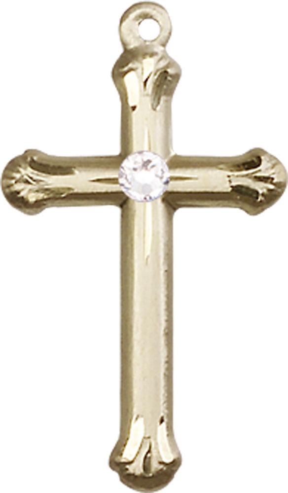 14kt Gold Filled Cross Medal with a 3mm Crystal Swarovski stone