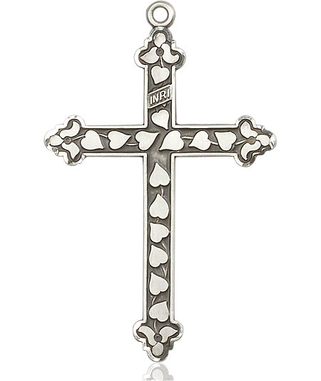 Sterling Silver Heart Cross Medal