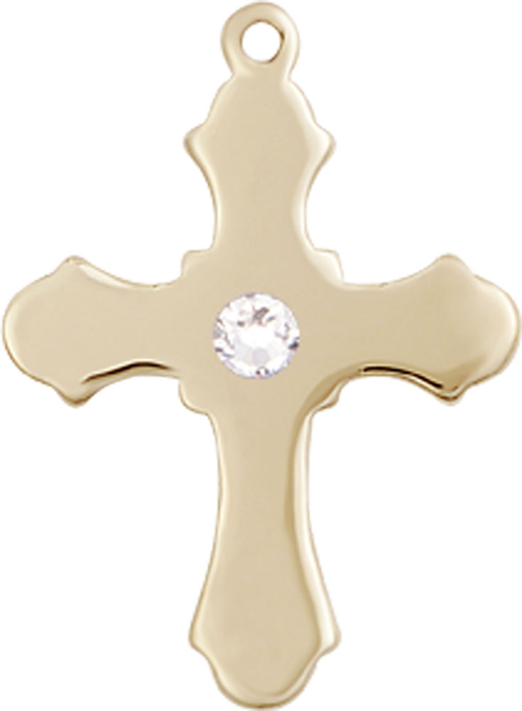 14kt Gold Filled Cross Medal with a 3mm Crystal Swarovski stone