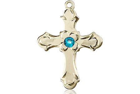 14kt Gold Filled Cross Medal with a 3mm Zircon Swarovski stone