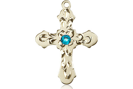 14kt Gold Filled Cross Medal with a 3mm Zircon Swarovski stone