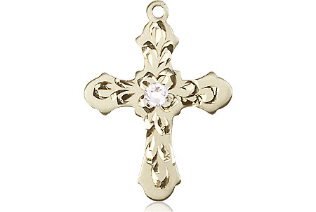 14kt Gold Filled Cross Medal with a 3mm Crystal Swarovski stone