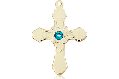 14kt Gold Filled Cross Medal with a 3mm Zircon Swarovski stone