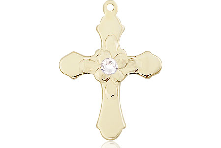 14kt Gold Filled Cross Medal with a 3mm Crystal Swarovski stone