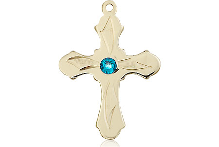 14kt Gold Filled Cross Medal with a 3mm Zircon Swarovski stone