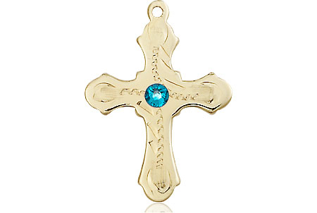 14kt Gold Filled Cross Medal with a 3mm Zircon Swarovski stone