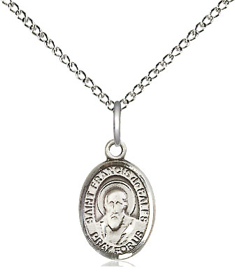 Sterling Silver Saint Francis de Sales Pendant on a 18 inch Sterling Silver Light Curb chain