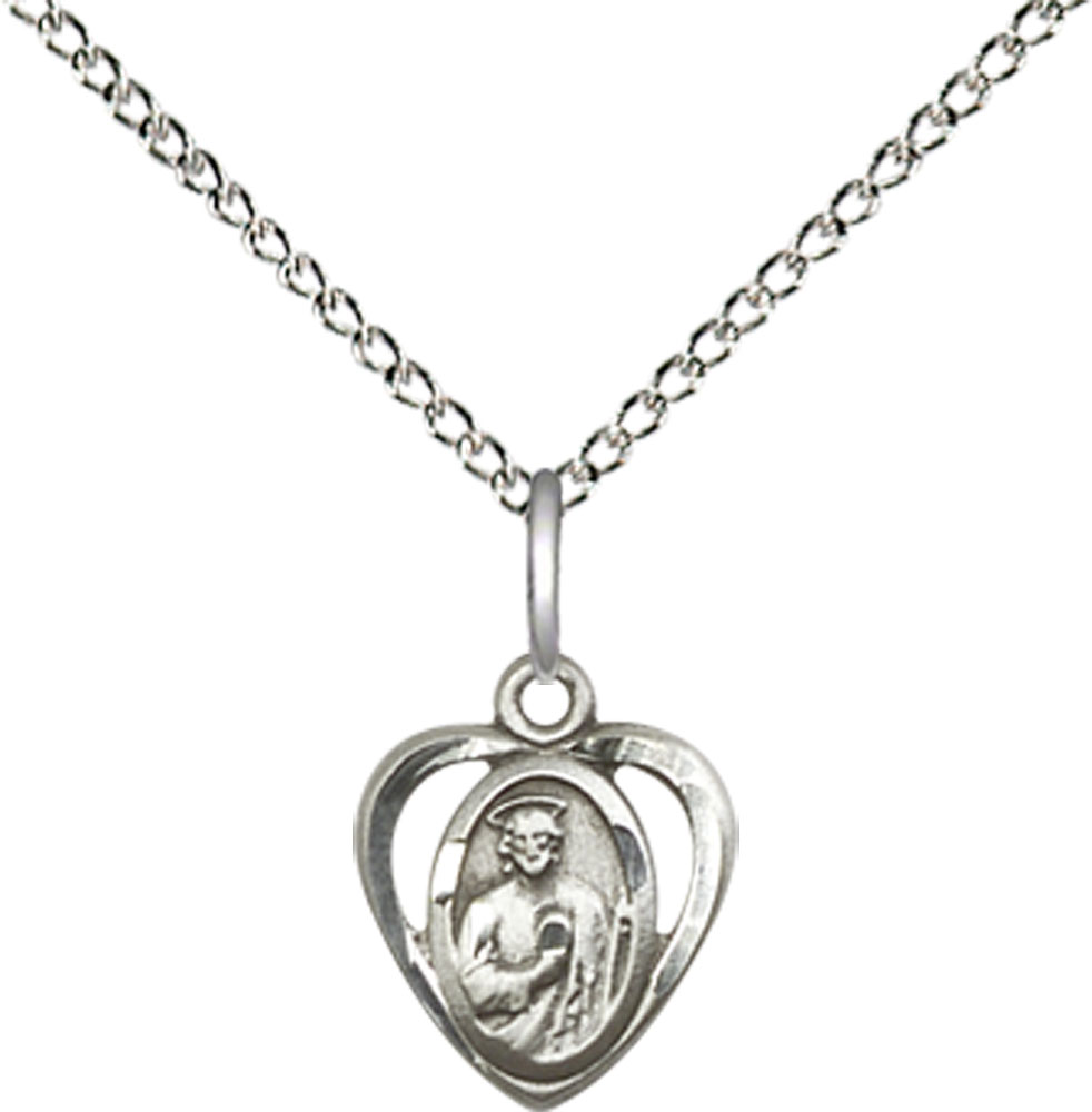 Sterling Silver Saint Jude Pendant on a 18 inch Sterling Silver Light Curb chain