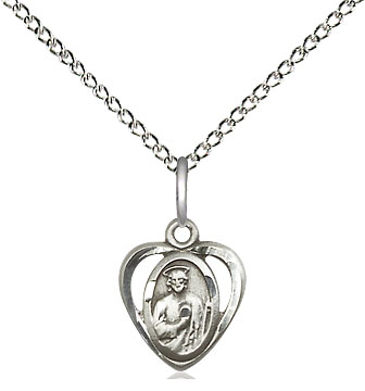 Sterling Silver Saint Jude Pendant on a 18 inch Sterling Silver Light Curb chain