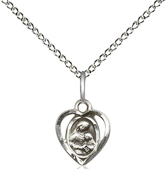 Sterling Silver Saint Ann Pendant on a 18 inch Sterling Silver Light Curb chain