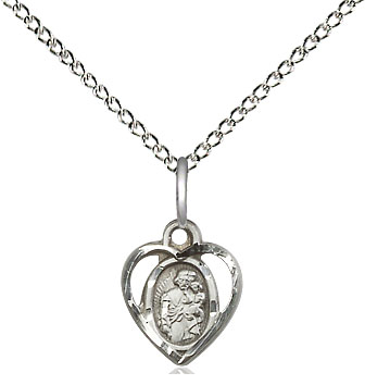 Sterling Silver Saint Joseph Pendant on a 18 inch Sterling Silver Light Curb chain