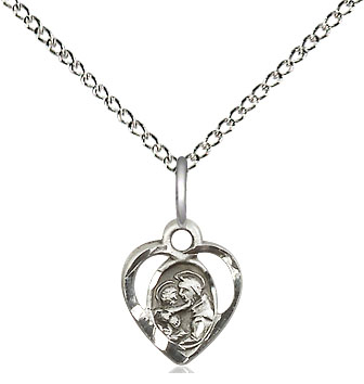 Sterling Silver Saint Anthony of Padua Pendant on a 18 inch Sterling Silver Light Curb chain