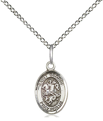 Sterling Silver Saint George Pendant on a 18 inch Sterling Silver Light Curb chain