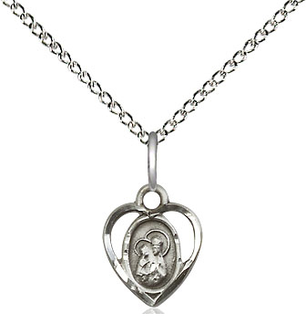 Sterling Silver Saint Ann Pendant on a 18 inch Sterling Silver Light Curb chain