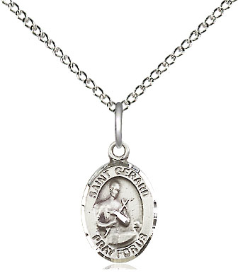 Sterling Silver Saint Gerard Majella Pendant on a 18 inch Sterling Silver Light Curb chain