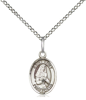 Sterling Silver Saint Emily de Vialar Pendant on a 18 inch Sterling Silver Light Curb chain