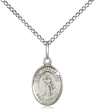 Sterling Silver Saint Joan of Arc Pendant on a 18 inch Sterling Silver Light Curb chain