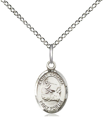 Sterling Silver Saint Joshua Pendant on a 18 inch Sterling Silver Light Curb chain