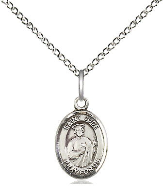 Sterling Silver Saint Jude Pendant on a 18 inch Sterling Silver Light Curb chain