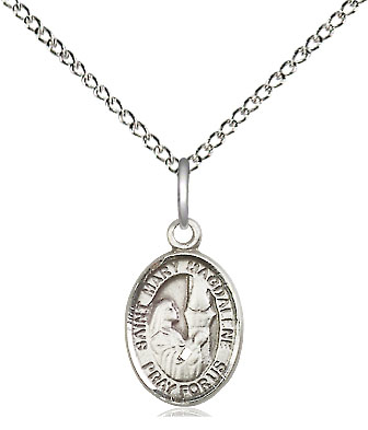 Sterling Silver Saint Mary Magdalene Pendant on a 18 inch Sterling Silver Light Curb chain