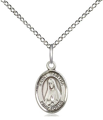 Sterling Silver Saint Martha Pendant on a 18 inch Sterling Silver Light Curb chain