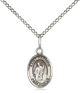 Sterling Silver Saint Patrick Pendant on a 18 inch Sterling Silver Light Curb chain