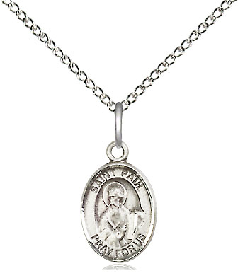 Sterling Silver Saint Paul the Apostle Pendant on a 18 inch Sterling Silver Light Curb chain