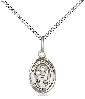 Sterling Silver Saint Raymond Nonnatus Pendant on a 18 inch Sterling Silver Light Curb chain