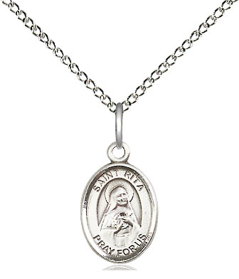 Sterling Silver Saint Rita of Cascia Pendant on a 18 inch Sterling Silver Light Curb chain