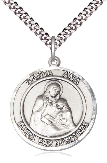 Sterling Silver Santa Ana Pendant on a 24 inch Light Rhodium Heavy Curb chain