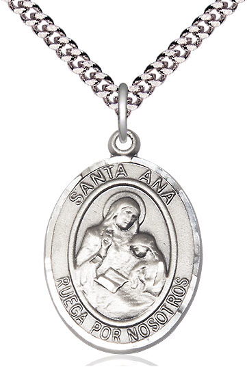 Sterling Silver Santa Ana Pendant on a 24 inch Light Rhodium Heavy Curb chain