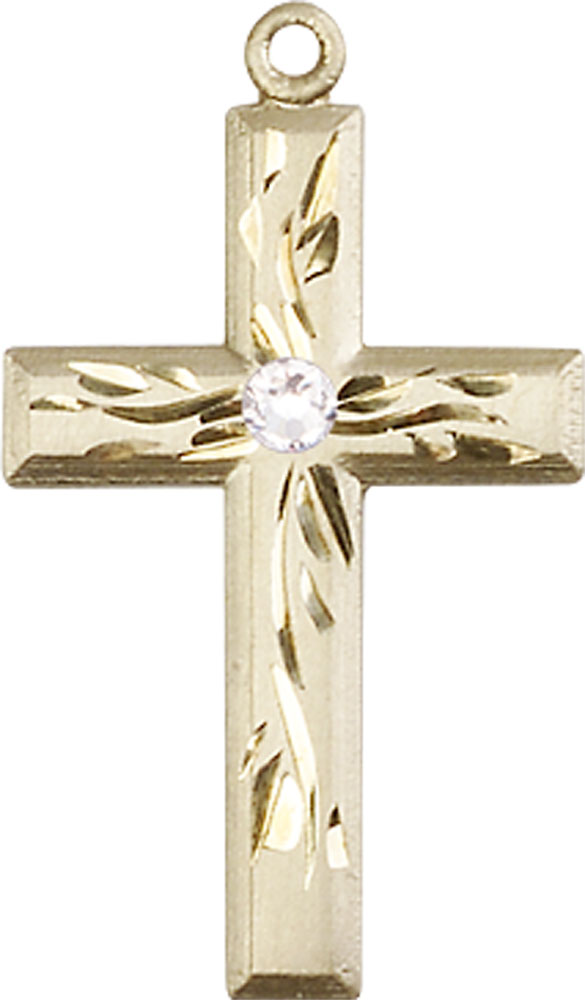 14kt Gold Filled Cross Medal with a 3mm Crystal Swarovski stone
