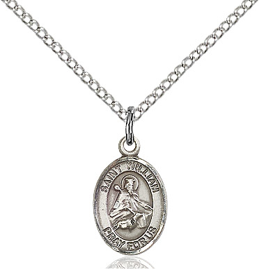 Sterling Silver Saint William of Rochester Pendant on a 18 inch Sterling Silver Light Curb chain