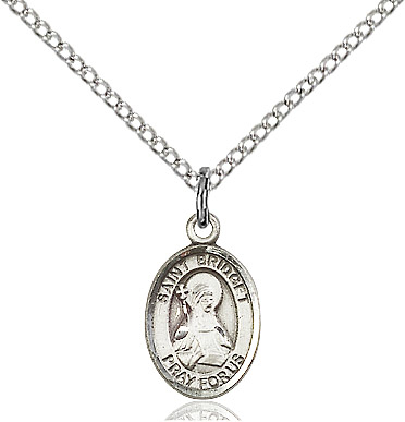 Sterling Silver Saint Bridget of Sweden Pendant on a 18 inch Sterling Silver Light Curb chain