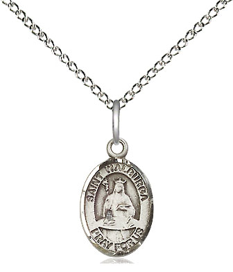 Sterling Silver Saint Walburga Pendant on a 18 inch Sterling Silver Light Curb chain