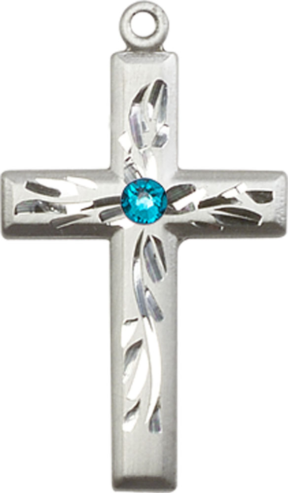 Sterling Silver Cross Medal with a 3mm Zircon Swarovski stone