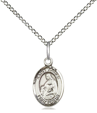 Sterling Silver Saint Agnes of Rome Pendant on a 18 inch Sterling Silver Light Curb chain