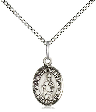 Sterling Silver Saint Augustine of Hippo Pendant on a 18 inch Sterling Silver Light Curb chain