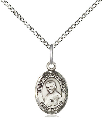 Sterling Silver Saint John Neumann Pendant on a 18 inch Sterling Silver Light Curb chain