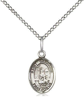 Sterling Silver Saint Germaine Cousin Pendant on a 18 inch Sterling Silver Light Curb chain