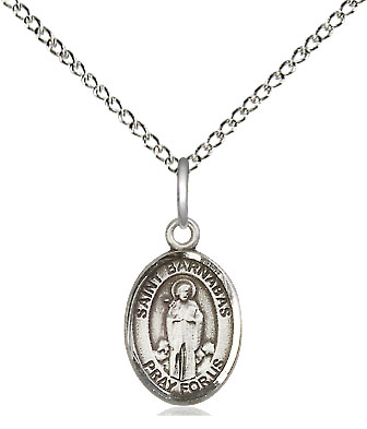 Sterling Silver Saint Barnabas Pendant on a 18 inch Sterling Silver Light Curb chain