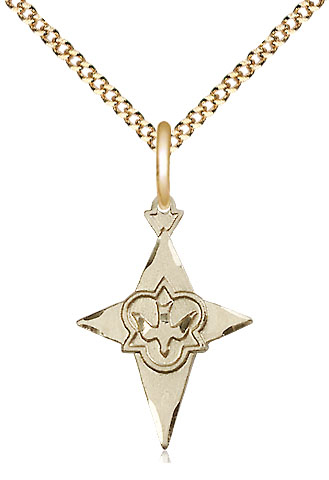 14kt Gold Filled Cross Pendant on a 18 inch Gold Plate Light Curb chain