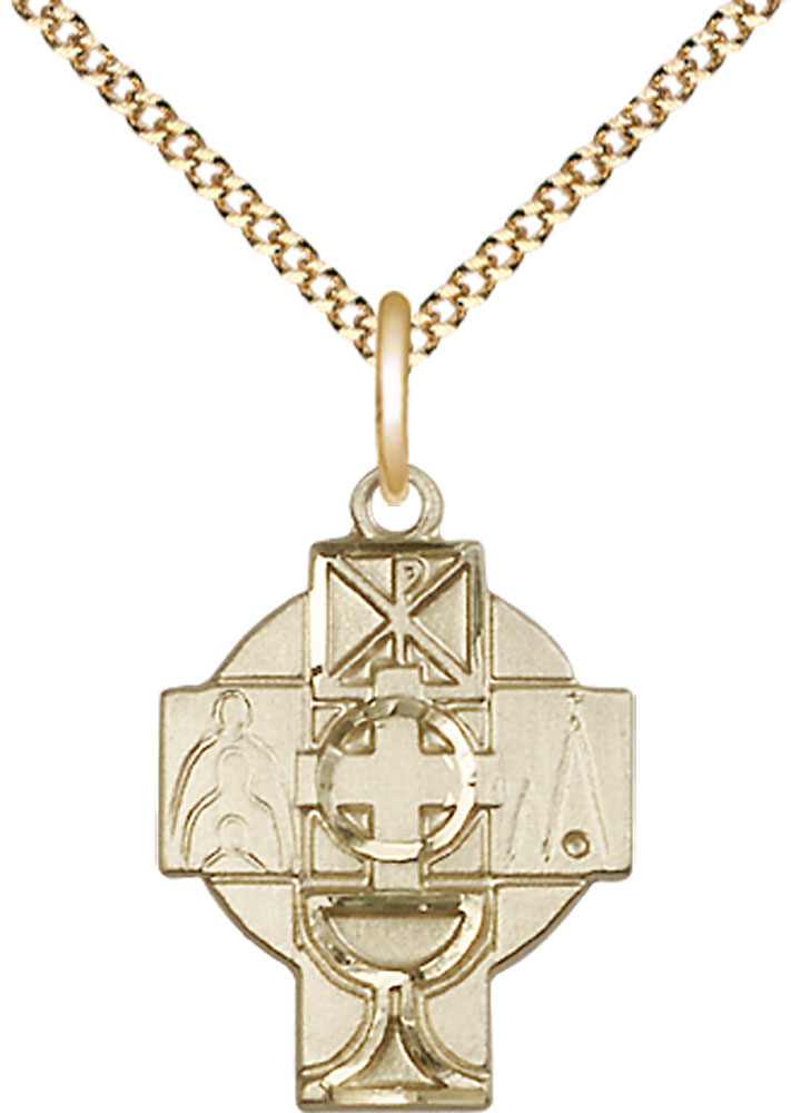 14kt Gold Filled RCIA Pendant on a 18 inch Gold Plate Light Curb chain